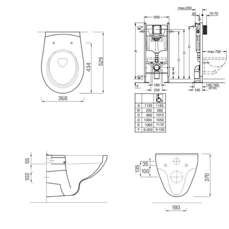 PROMO Pack WC bâti-support universel Grohe rapid sl project + cuvette suspendue sans bride Geo NF + plaque blanche - PlaneteBain.com