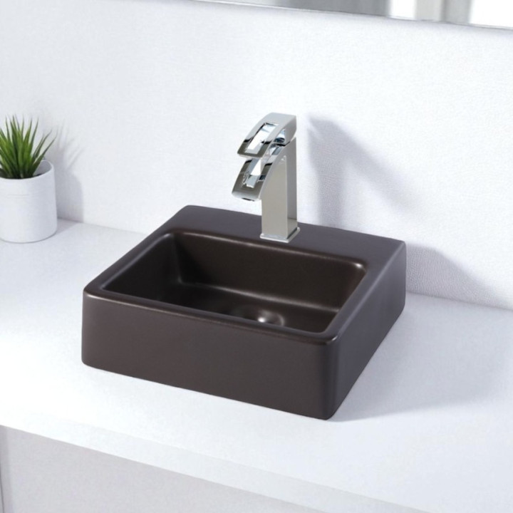 Lave mains droit porcelaine noir