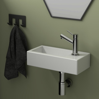 Lave mains rectangle design blanc