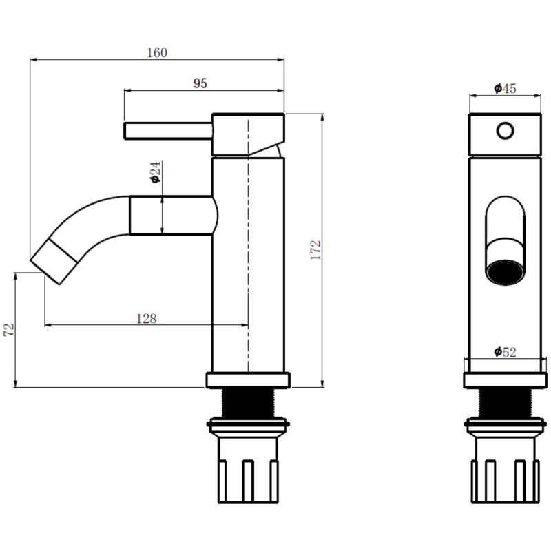 Mitigeur lavabo inox noir mat avec bonde H 17.2 cm- Alois - PlaneteBain.com