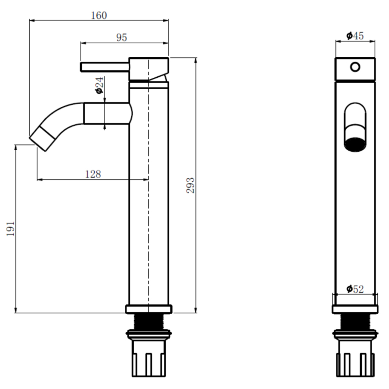 Mitigeur lavabo haut inox brossé gun metal avec bonde H 29.3 cm - Alois - PlaneteBain.com