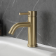 Mitigeur lavabo inox brossé doré avec bonde H 17.3 cm- Alois
