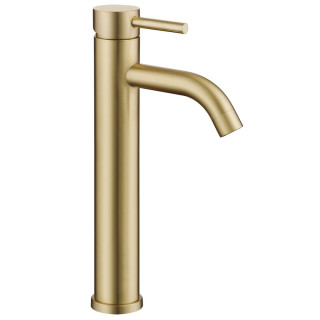 Mitigeur lavabo haut inox brossé doré avec bonde H 29.3 cm - Alois