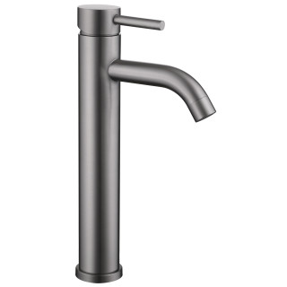Mitigeur lavabo haut inox brossé gun metal avec bonde H 29.3 cm - Alois