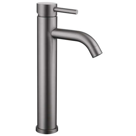 Mitigeur lavabo haut inox brossé gun metal avec bonde H 29.3 cm- Alois