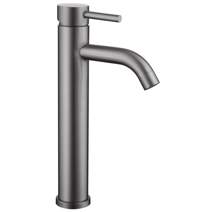 Mitigeur lavabo haut inox brossé gun metal avec bonde H 29.3 cm- Alois