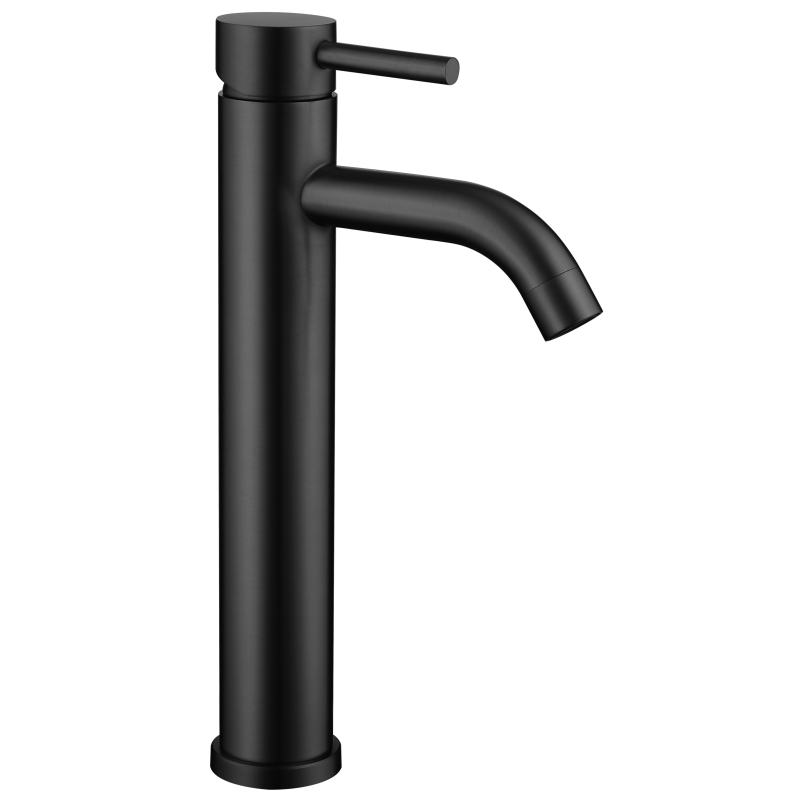 Mitigeur lavabo haut inox noir mat avec bonde H 29.3 cm - Alois - PlaneteBain.com