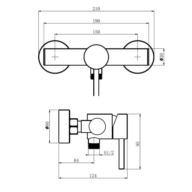 Mitigeur de douche mécanique inox brossé doré - Alois - PlaneteBain.com