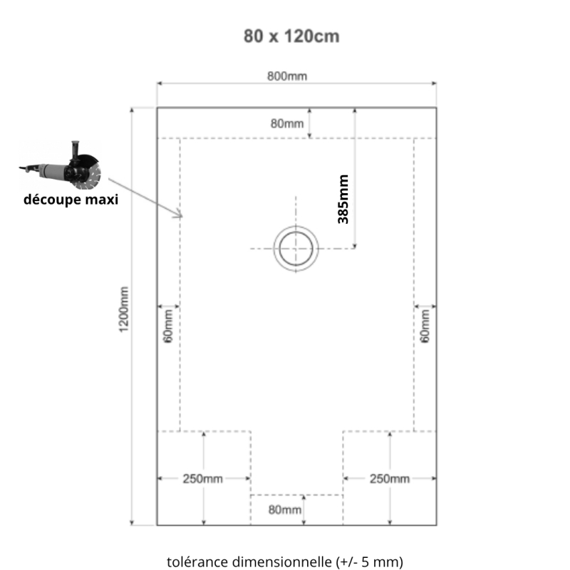 PROMO Receveur de douche extra plat 80x120 couleur taupe - PlaneteBain.com
