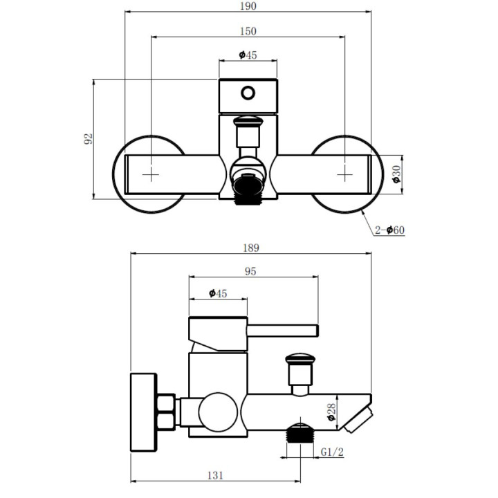 Mitigeur baignoire douche en inox brossé doré - Alois