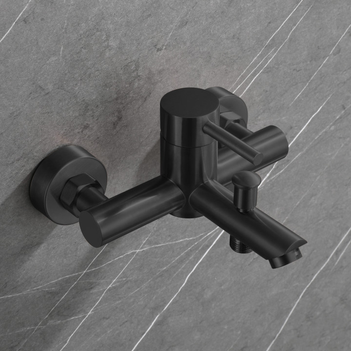 Mitigeur baignoire douche en inox noir mat - Alois