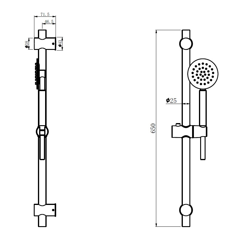 Ensemble barre de douche inox brossé - douchette 1 jet - flexible 150 cm - Barre 65 cm - Alois - PlaneteBain.com
