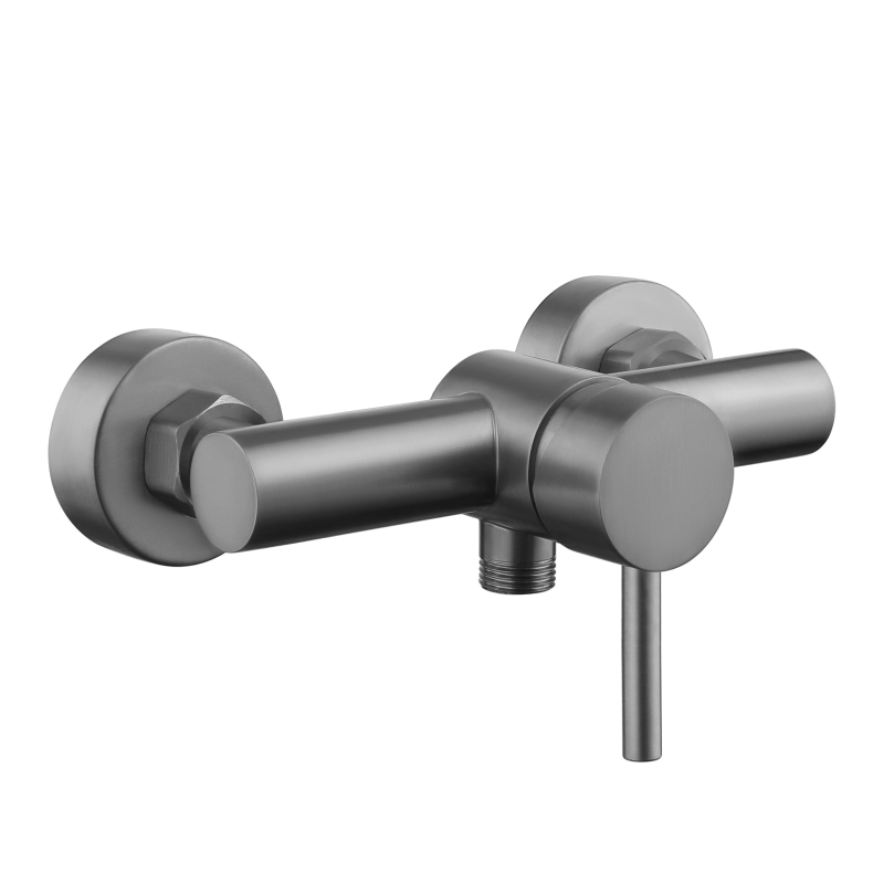 Mitigeur de douche mécanique inox brossé gun metal - Alois - PlaneteBain.com