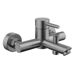 Mitigeur baignoire douche en inox brossé gun metal - Alois