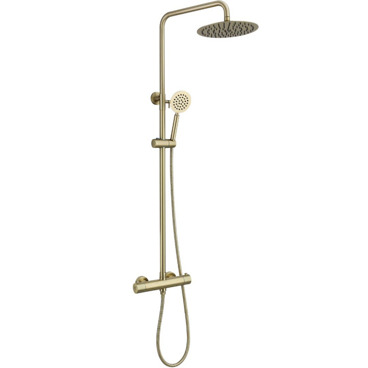 Colonne de douche en inox brossé doré - thermostatique - Alois