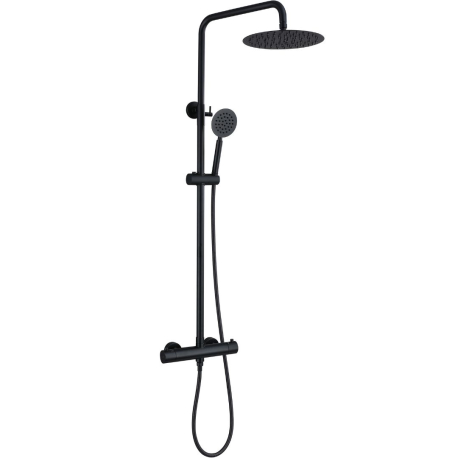 Colonne de douche en inox noir mat - thermostatique - Alois