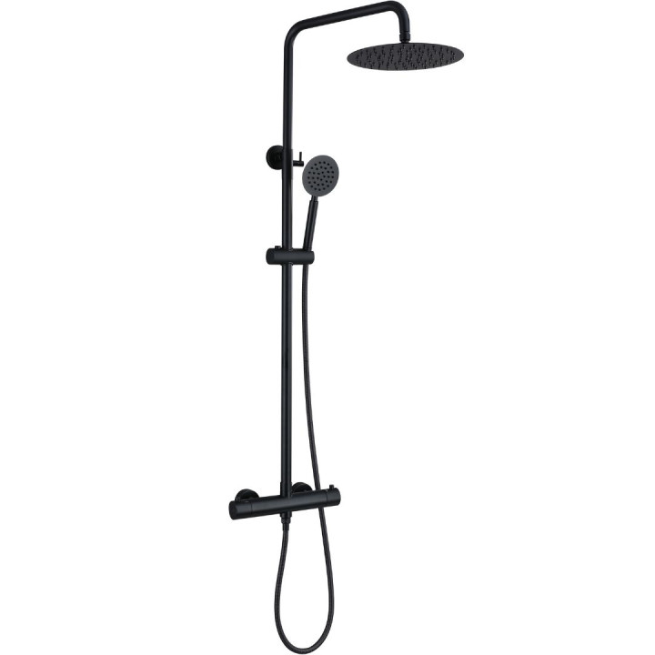 Colonne de douche en inox noir mat - thermostatique - Alois