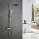 Colonne de douche en inox brossé doré - thermostatique - Alois