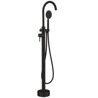 Mitigeur bain douche sur pied en inox brossé noir mat pour baignoire ilot - Alois