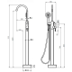 Mitigeur bain douche sur pied en inox brossé noir mat pour baignoire ilot - Alois