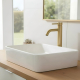 Mitigeur lavabo haut inox brossé doré avec bonde H 29.3 cm - Alois