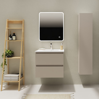 Meuble salle de bain 60 cm - Plan vasque céramique - Cachemire mat - A suspendre - Karaib 2