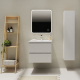 Meuble salle de bain 60 cm - Plan vasque céramique - Blanc strié mat - A suspendre - Karaib 2