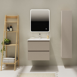 Meuble salle de bain 60 cm - Plan vasque céramique - Cachemire strié mat - A suspendre - Karaib 2