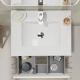 Meuble salle de bain 60 cm - Plan vasque céramique - Blanc strié mat - A suspendre - Karaib 2