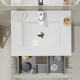 Meuble salle de bain 60 cm - Plan vasque céramique - Vert strié mat - A suspendre - Karaib 2