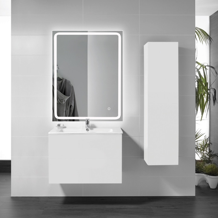 Miroir Salle de Bain - 70x80 cm - Rectangulaire - avec Éclairage Led - MIA