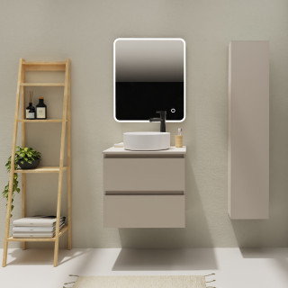 Meuble salle de bain 60 cm pour vasque à poser - Cachemire mat - A suspendre - Karaib 2