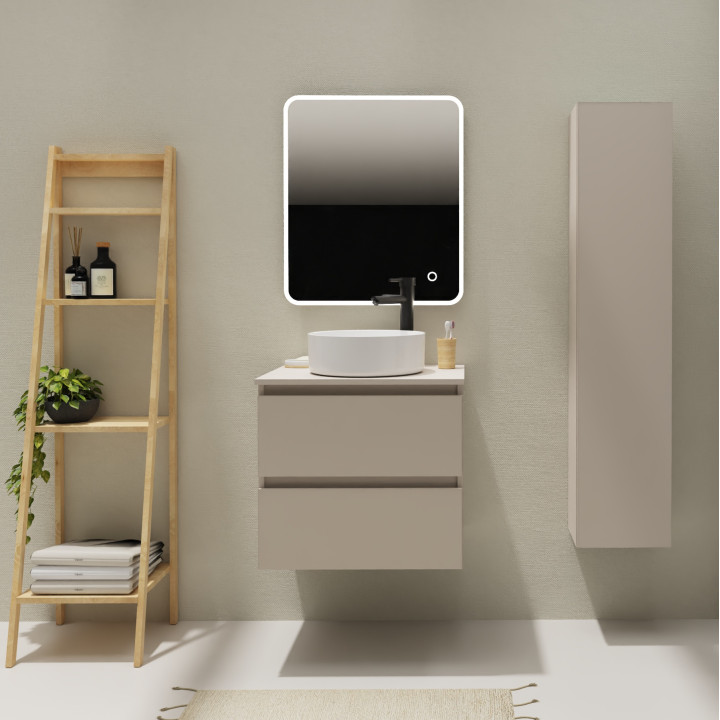 Meuble salle de bain 60 cm pour vasque à poser - Cachemire mat - A suspendre - Karaib 2