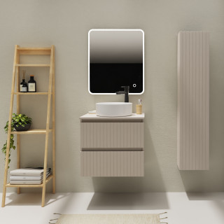 Meuble salle de bain 60 cm pour vasque à poser - Cachemire strié mat - A suspendre - Karaib 2