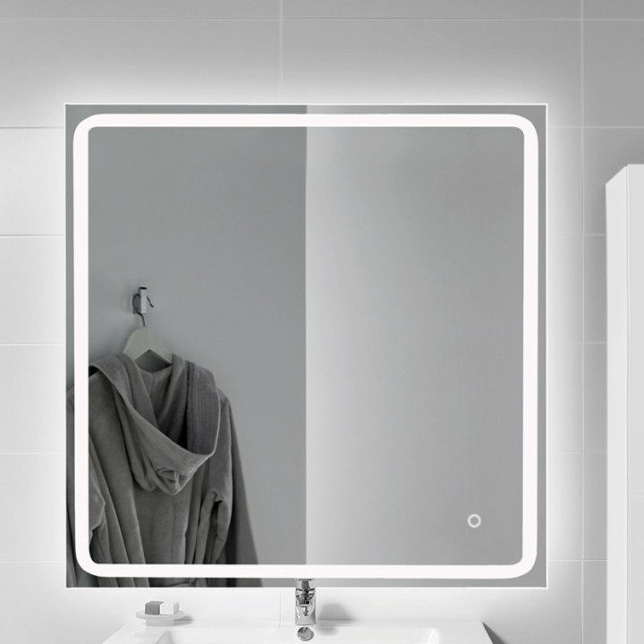 Miroir Salle de Bain - 80x80 cm - Rectangulaire - avec Éclairage Led - MIA