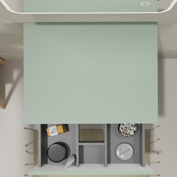 Meuble salle de bain 60 cm pour vasque à poser - Vert strié mat - A suspendre - Karaib 2
