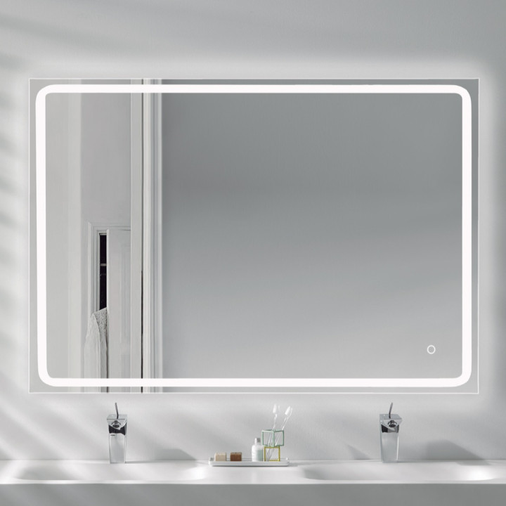 Miroir Salle de Bain - 100x80 cm - Rectangulaire - avec Éclairage Led - MIA