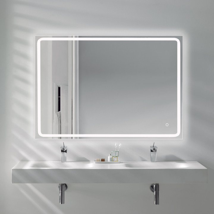 Miroir Salle de Bain - 100x80 cm - Rectangulaire - avec Éclairage Led - MIA