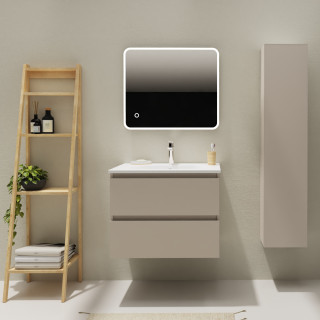 Meuble salle de bain 70 cm - Plan vasque Solid surface - Cachemire mat - A suspendre - Karaib 2