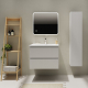 Meuble salle de bain 70 cm - Plan vasque Solid surface - Blanc strié mat - A suspendre - Karaib 2