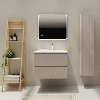 Meuble salle de bain 70 cm - Plan vasque Solid surface - Cachemire strié mat - A suspendre - Karaib 2