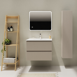 Meuble salle de bain 70 cm - Plan vasque Solid surface - Cachemire strié mat - A suspendre - Karaib 2