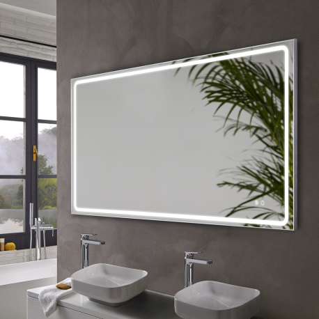 Miroir Salle de Bain - 120x80 cm - Rectangulaire - Anti-buée - Dimmable - avec Éclairage Led - MIA