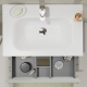 Meuble salle de bain 70 cm - Plan vasque Solid surface - Vert strié mat - A suspendre - Karaib 2