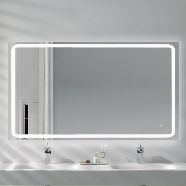 Miroir Salle de Bain - 140x80 cm - Rectangulaire - avec Éclairage Led - MIA