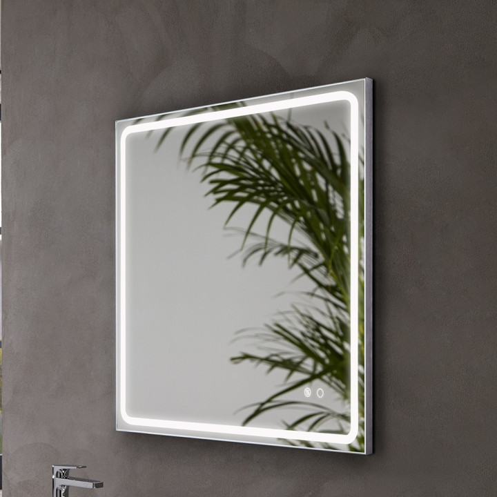Miroir Salle de Bain - 60x80 cm - Anti-buée - Rectangulaire - avec Éclairage Led - MIA