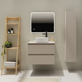 Meuble salle de bain 70 cm pour vasque à poser - Cachemire strié mat - A suspendre - Karaib 2