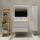 Meuble salle de bain 80 cm - Plan vasque c&eacute;ramique - Blanc stri&eacute; mat - A suspendre - Karaib 2