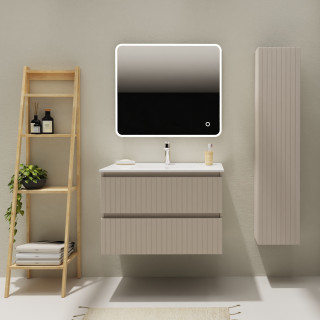 Meuble salle de bain 80 cm - Plan vasque céramique - Cachemire strié mat - A suspendre - Karaib 2