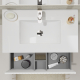 Meuble salle de bain 80 cm - Plan vasque céramique - Blanc strié mat - A suspendre - Karaib 2